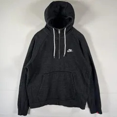 古着 ナイキ NIKE パーカー ハーフジップ スウェット ワンポイントロゴ刺繍 プルオーバー トレーナー フーディ 大きいサイズ XL  ダークグレー メンズ