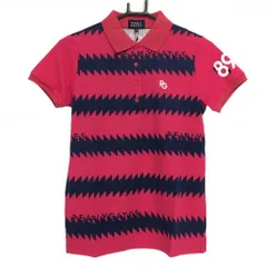 【新品】パーリーゲイツ 半袖ポロシャツ レッドピンク×ネイビー ギザギザボーダー レディース 0(S) ゴルフウェア PEARLY GATES