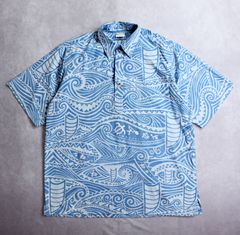 【GO BAREFOOT】USA製 ゴーベアフット プルオーバー アロハシャツ ポリネシアンアート