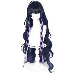 新品 LAOBAO コスプレ ウィッグ 狂蘭 メロコ Meloco Kyoran かつら カツラ ロング カール 黒 紫 おさげ 三つ編み ツインテール 耐熱 変装用ウィッグ コスチューム小物 パーティー お祭り ハロウィン 仮装 cosplay wig (狂