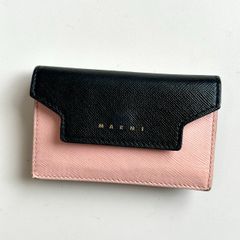 5/9再値下げ！美品MARUNIマルニ配色長財布ピンク×ブラック - メルカリ