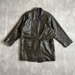 Azeania レザージャケット ミドル ダブル 羊革 イタリアンレザー 黒 