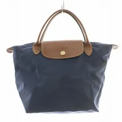 ロンシャン LONGCHAMP ル プリアージュS トップハンドルバッグ ナイロン レザー バイカラー 紺 ネイビー 茶 ブラウン 1621089556 /BB ■OF