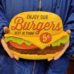 アメリカン ダイカットサイン◆ハンバーガー◆ダイナー　ブリキ看板　アメリカン雑貨