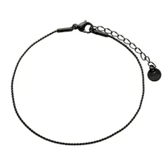 【D：ブラック × ワンサイズ】[Cream dot. クリームドット公式] ブレスレット レディース ステンレス製 金属アレルギー つけっぱなし サージカルステンレス 5タイプ チェーン スキンジュエリー 極細 細い 大人のサムネイル