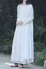 ワンピース クルーネック 長袖 レディース ロング丈 マキシ丈 無地 大きいサイズ ゆるっと ゆったり 体型カバー 着痩せ シンプル カジュアル きれいめ お洒落 春 zz01021591f464のサムネイル