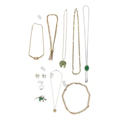 TL9 アクセサリーまとめ売り⑨ ネックレス ループタイ チェーン ブローチ イヤリング リング 指輪 ゴールド シルバー グリーン パワーストーン 花 ハート 象 ゾウ D´ORLAN ERP