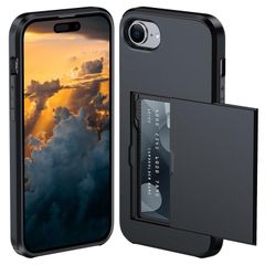 【新着商品】落下防止 ICカード収納 全面保護 ケース ケース 指紋防止 アイフォン16e 耐衝撃最強 滑り止め 米軍MIL規格 背面 擦り傷防止 カード収納 16e ブラック iPhone