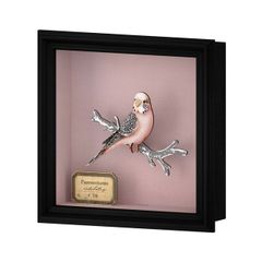 フレーム付き鳥のオブジェ　Mサイズ　Eve　ピンク