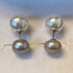 淡水真珠　グレーパールピアス　3way