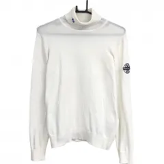 パーリーゲイツ タートルネックセーター 白 後裾ロゴ コットン混 ニット レディース 1(M) ゴルフウェア PEARLY GATES