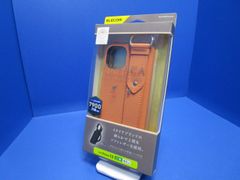ELECOM エレコム イタリアブランド/CORONET社製 ソフトPUレザー iPhone 13 ケース  オレンジ レザーカバー スマホリング  落下防止バンド