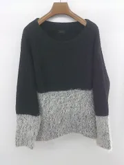 ◇ apart by lowrys 切替 シャギー 長袖 ニット セーター サイズF ブラック ライトグレー系 レディース E  【1305110017832】