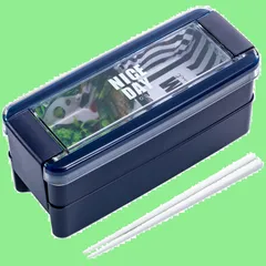 【在庫処分】岩崎工業 弁当箱 イージーケア ランチボックス 2段(箸つき) 680ml ネイビー フタ・パッキンが一体で洗いやすい Ag 抗菌 防汚 レンジ対応 食洗器対応 B-1488 NV