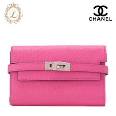 HERMES エルメス ケリーウォレット 2つ折り長財布　ミディアム　 シェブルミゾル　 ローズティリアン Rose　tyrien　シルバー金具 レディースウォレット レディース長財布【中古】【送料無料】