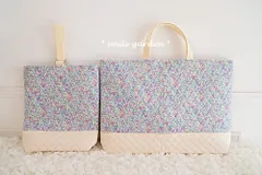 【即納】レッスンバッグ２点セット(グリーンフラワーズ×キナリ)