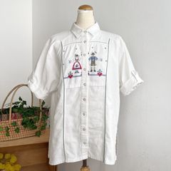 美品 DAKSダックス マリン総柄 ブラウス シャツ 13R XL相当 日本製 