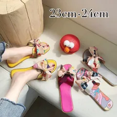 夏 サンダル リボン レディース 韓流 スリッパ シューズ 赤のサムネイル