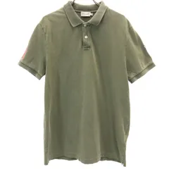 MONCLER モンクレール イタリア製 ペイントロゴ 半袖 ポロシャツ M カーキ メンズ 古着