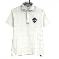 アディダス 半袖ポロシャツ 白 総柄 凸凹生地 一部パイル地 胸元刺しゅう メンズ L/G ゴルフウェア adidas