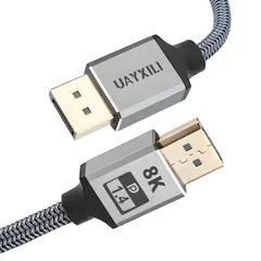 2M UAYXILI 8K DisplayPortケーブル 1.4 2M DPケーブル フィート (8K@60Hz、4K@144Hz、2K@240Hz) HBR3 32.4Gbps、HDR、HDCP 2.2、FreeSync G-Sync、編組ディスプレイポー