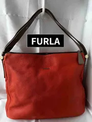 フルラ　レザーショルダーバッグ　オレンジ　美品
