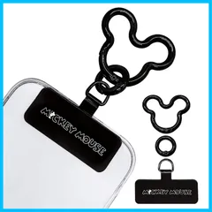【早発送】XNN ミッキーマウス ストラップホルダー スマホショルダー 金属製 タグパッチ タッチメント 全機種対応 落下防止 挟むだけ ブラック