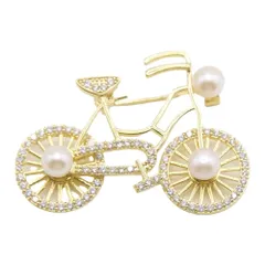 パールブローチ ANGEL 、自転車の、帽子の針、タオルケット、ピン、パール、天然淡水真珠、18kメッキ、3Aジルコン石、優雅、可愛い、ファッション、流行、洗練、卒業式、入学式、結婚式、パーティー、プレゼント、メンズ、レディース、ゴールド、ブローチ FREE