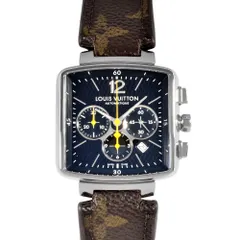 ルイヴィトン LOUIS VUITTON Q212G スピーディ クロノグラフ 腕時計 ネイビー文字盤 RV4196 スクエア モノグラム レディース【中古】