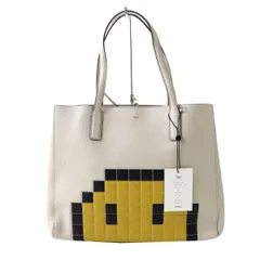 未使用品◎伊製 ANYA HINDMARCH アニヤ ハインドマーチ EBURY SHOPPER PIXEL SMILEY レザートートバッグ ライトベージュ 保管袋・タグ付き m15-st30313-781のサムネイル