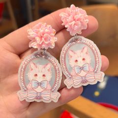 【ピアス/イヤリング】送料無料 白猫 アクセサリー ねこ レディース  猫 好き 可愛い キャット ネコ ねこグッズ 千葉 猫雑貨 cats