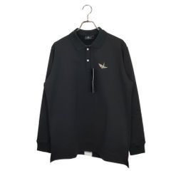 1PIU1UGUALE3 GOLF ウノピゥウノウグァーレトレ ゴルフ  L/S POLO TAPE テープ 長袖 ポロシャツ GRT188 NYU083 5 L ブラック