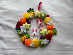 ハンドメイド◆フェルトリース◆フルーツ◆ウサギ◆花