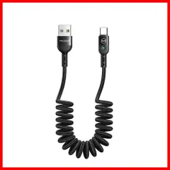 【特価商品】Mcdodo 1.8m カール タイプC ケーブル LEDライト付き 急速充電 QC 4.0 USB Type - C to USB - A 2.0 高速データ転送 コイル状 高耐久 断線防止 ナイロン編み 格納式ポータブル柔軟 USB C コード