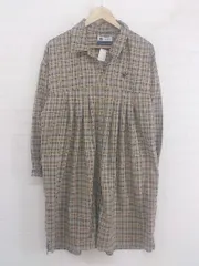 ◇ 179/WG イチナナキュウ/ダブルジー チェック 長袖 膝丈 シャツ ワンピース サイズM ベージュ グレージュ レディース P  【中古】 【1209070001965】