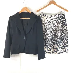 トマソ TOMASO セットアップ ジャケット スカート スーツ ヒョウ柄 裏地付き イタリア製 黒系 573160