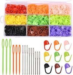 SPEEDWOX 900枚セット ステッチマーカー 9色 段数マーカー 縫い目マーカー かぎ針編みロックステッチ 15本大型プラスチック針 毛糸とじ針 編み物用品 編み物ツール(マルチカラー)