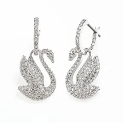 新品 スワロフスキー SWAROVSKI ピアス Swan スワン 白鳥 ドロップピアス クリア シルバー 5647545 ジュエリー アクセサリー
