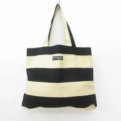 マリメッコ marimekko 美品 ボーダー トートバッグ ハンドバッグ 黒 ブラック ベージュ ■122