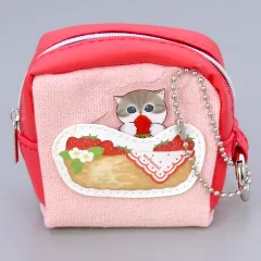 【中古】バッグ ピンク(いちごのバスケット) チャーム付きミニポーチ 「mofusand」 ファミリーマート限定