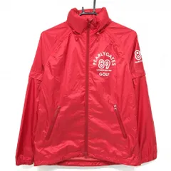 【美品】パーリーゲイツ 4WAYジャケット レッド×白 裏地メッシュ 袖着脱可  レディース 0(S) ゴルフウェア PEARLY GATES