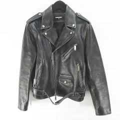 希少 変形デザイン ディースクエアードレザー カーコート ミリタリー 50