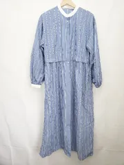 ◇ ⊂ mily bilet マルチストライプクレリック 長袖 ロング丈 シャツ ワンピース サイズXL ブルー レディース E  【1411070014825】