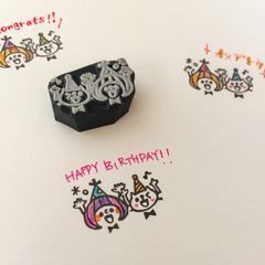 女の子とネコちゃん ☆*パーティー♪*はんこ  クリスマス