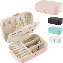 fogman ピアスケース アクセサリーケース ジュエリーボックス 収納 持ち運び コンパクト(ピンク)