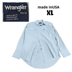 80s 90sUSA製WranglerラングラーウエスタンシャツXLライトブルー  YS00149