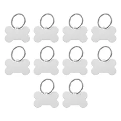 uxcell 骨型ドッグタグ ペッ トIDタグ 38 mm x 25 mm 空白ドッグタグ キャットタグ リング付き 犬猫ペンダント工芸品用 金属 シルバートーン 10個