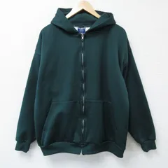 XL/古着 PLUMA 長袖 フルジップ スウェット パーカー メンズ 00s 濃緑 グリーン 内側サーマル 25may14 中古 スエット トレーナー トップス