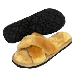 ルームシューズ もこもこ (クロス ゴールド) スリッパ 冬 暖かい あったか ムートン 冬用 レディース かわいい 可愛い フェイクファー 冬 おしゃれ 暖かい ふわふわ 室内履き 軽量 冷え対策