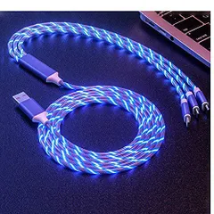 Le tide マルチ3イン1 LED流れる光る充電ケーブル ライトアップ充電器 4フィート 車用充電ケーブル USBケーブル Type C Android iOS対応